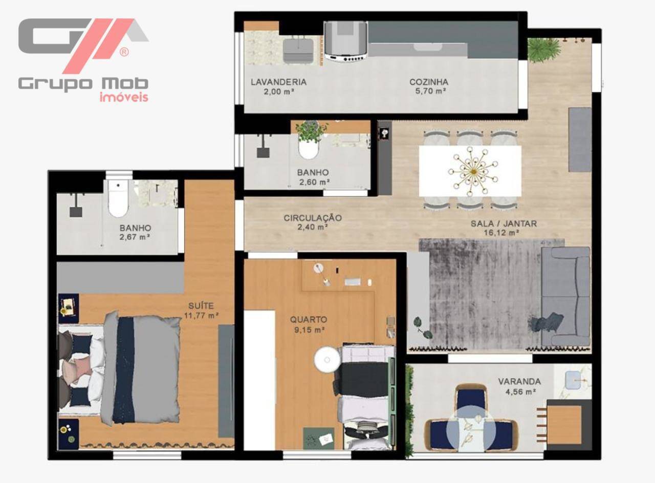 Apartamento à venda com 2 quartos, 66m² - Foto 6