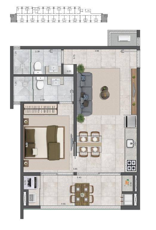 Apartamento à venda com 1 quarto, 35m² - Foto 7